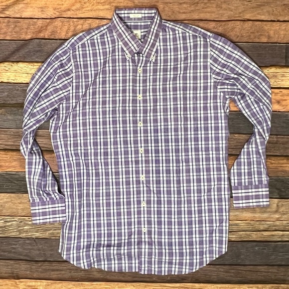 Peter Millar Purple Plaid Button Down Long Sleeve Dress Shirt - Picture 1 of 9